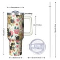 thumbnail image 2 of OBREWU Yorkie Dog and Flower Tumbler with Handle and Lid,Yorkie Dog and Flower 40oz Double Wall Vacuum Insulated Tumbler,Cups Gift for Women and Men, 2 of 7