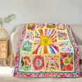 thumbnail image 2 of Boho Throw Blanket Colorful Patchwork Floral Blankets, Natural Bohemian Gifts Blanket for Women with Inspirational Thoughts, Soft Warm and Cozy Flannel for Sofa Bed Couch Travel 50"x60", 2 of 6