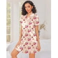 thumbnail image 2 of Ekouaer Silk Nightgowns for Women Button Down Nightshirts Short Sleeve Sleepshirts Sexy Nightdress Satin Sleepwear, 2 of 6