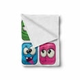thumbnail image 2 of Funny Soft Flannel Fleece Throw Blanket, Digital Square Cartoon Style Children Smiling Face Expression Monster Comic Avatar, Cozy Plush for Indoor and Outdoor Use, 60" x 80", Multicolor, by Ambesonne, 2 of 6