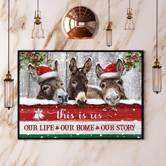 Donkey This Is Us Our Life Our Home Merry Christmas Gift Paper Poster No Frame 11 x 17 Inch Poster