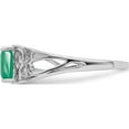 thumbnail image 3 of Sterling Silver Rhodium Plated Emerald Ring (Size 8) Made In India qr4503e-8, 3 of 5
