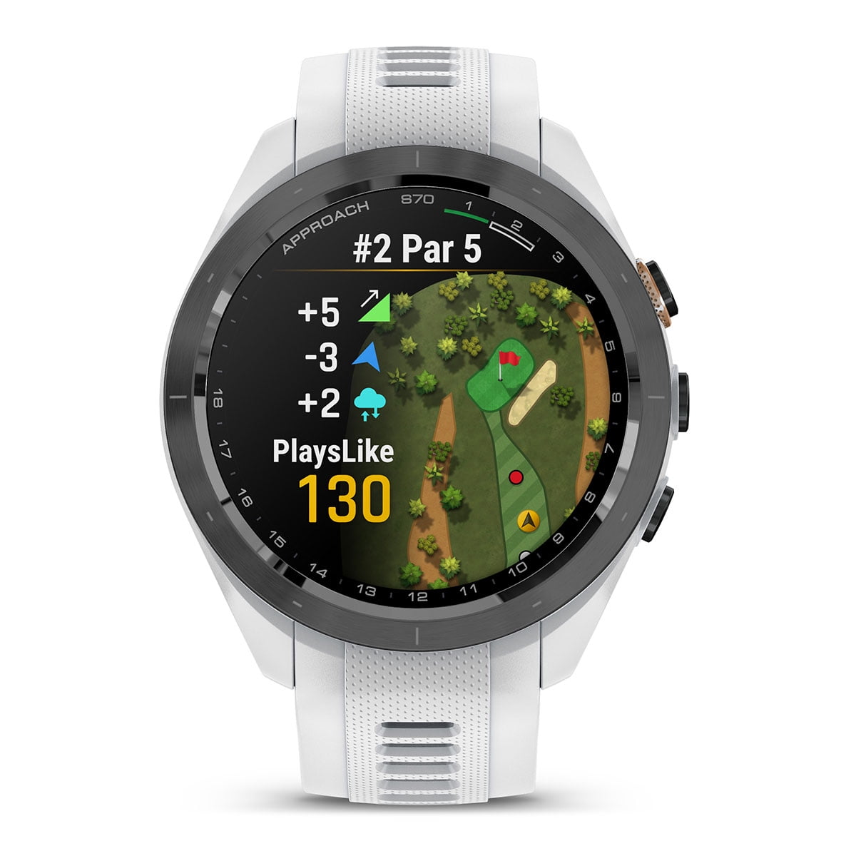 Garmin Approach S70 (White, 42mm) Golf GPS Watch Gift Box Bundle with PlayBetter Wall Adapter & Hard Case