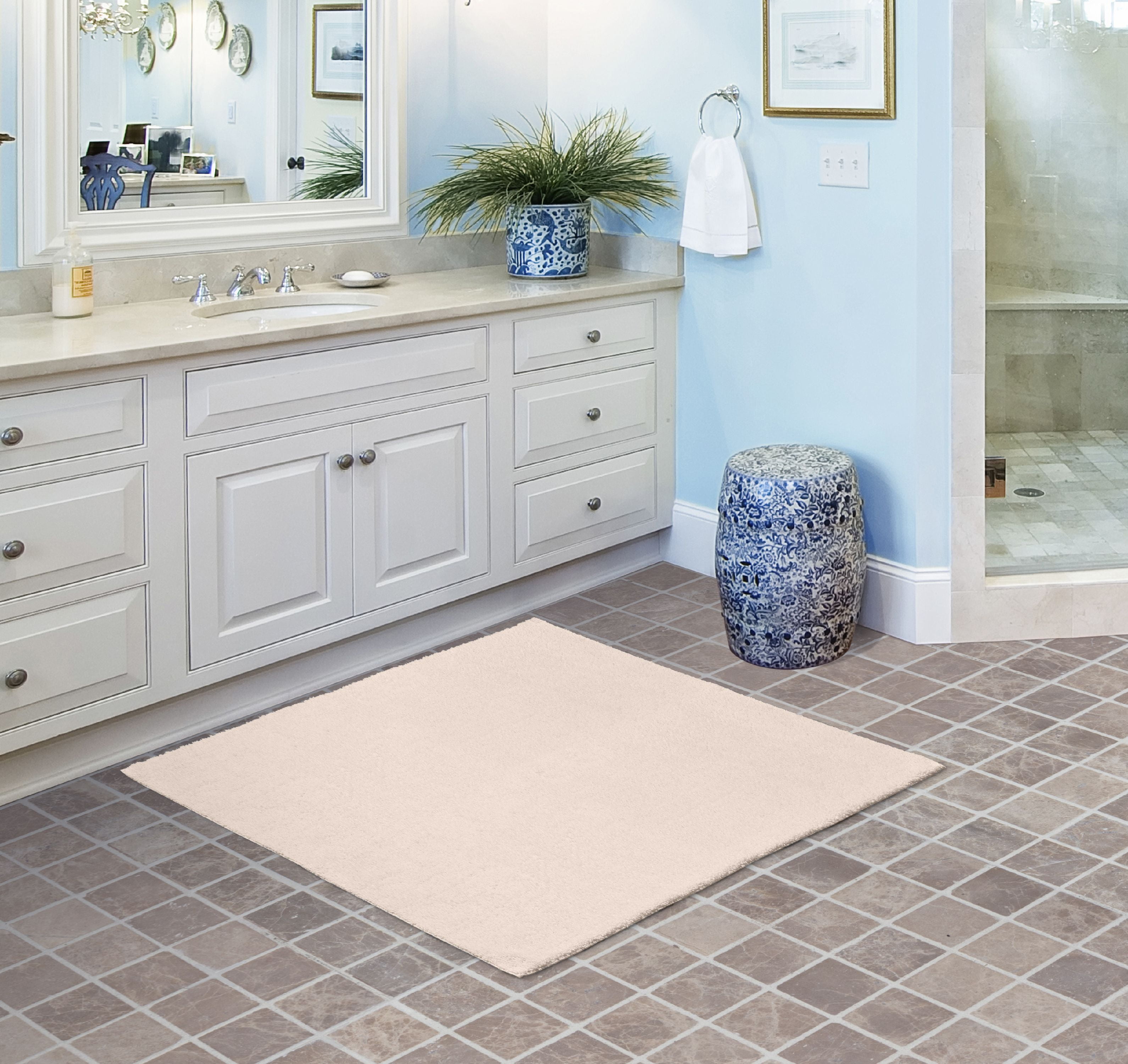 Garland Rug Queen Cotton Square Washable Bath Rug Natural, 36"x36