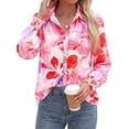 thumbnail image 4 of BTFBM Long Sleeve Blouses for Women, Floral V Neck Button Down Shirts, Smocked Cuffs, Business Casual Summer Outfits, 4 of 10
