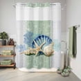 thumbnail image 6 of No Hook Shower Curtain, Blue Coastal Starfish Shower Curtains for Bathroom with See Through Top Window, Grey Sage Green Nautical Coral Summer Waterproof & Washable Bath Curtain 60"x72", 6 of 9