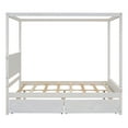 thumbnail image 3 of Gewnee Wood Canopy Bed,Full Size Platform Bed Frame with Two Drawers and Headboard,White, 3 of 8
