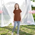 thumbnail image 5 of Dwellite Oversized Short Sleeve T Shirts for Kids Casual Crewneck Comfy Tees Basic Summer Tops 2-13 Years Brown 140, 5 of 5