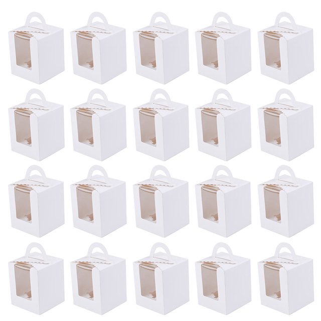20PCS Treat Box Creative Paper Bakery Box Cupcake Box with Window for Wedding Birthday Party