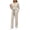 Beige, variant on Matching Sets Women Clothing Solid Color Henley Neck Button Top & Drawstring High Waist Wide Leg Pants with Pockets for Daily Wear