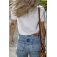 thumbnail image 2 of Women's White Pointelle Knit Short Puff Sleeve Crewneck Sweater - Casual and Stylish | [ZhiHiMeRi] | (US 12-14)L, 2 of 8