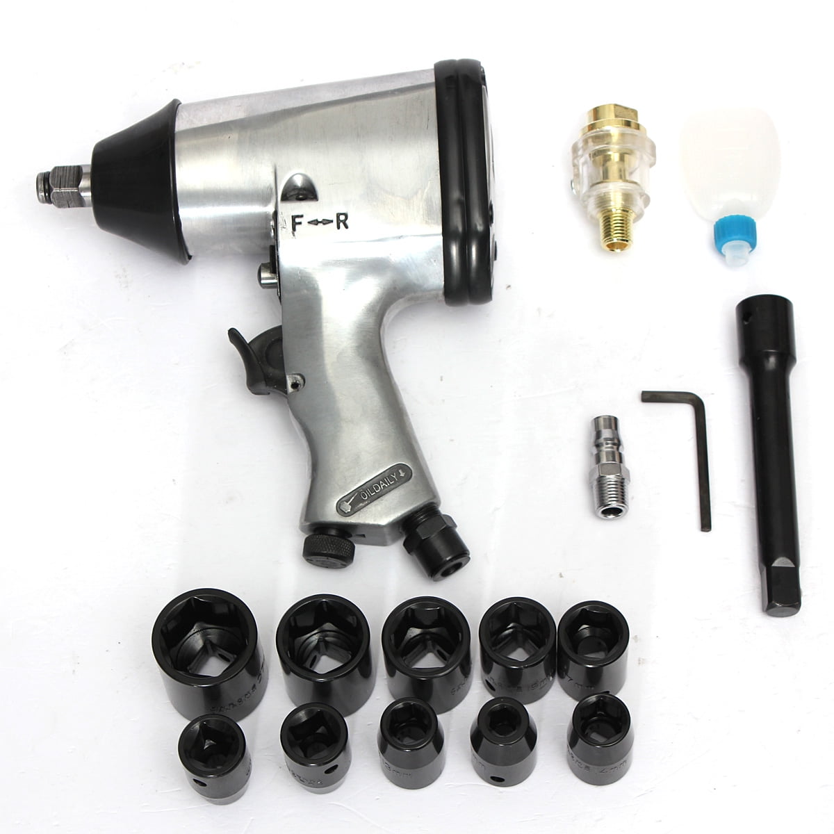 17pc set 1 2 Air Impact Wrench Kit Rattle for Gun Socket Tool Set Metric Pneumatic Walmart