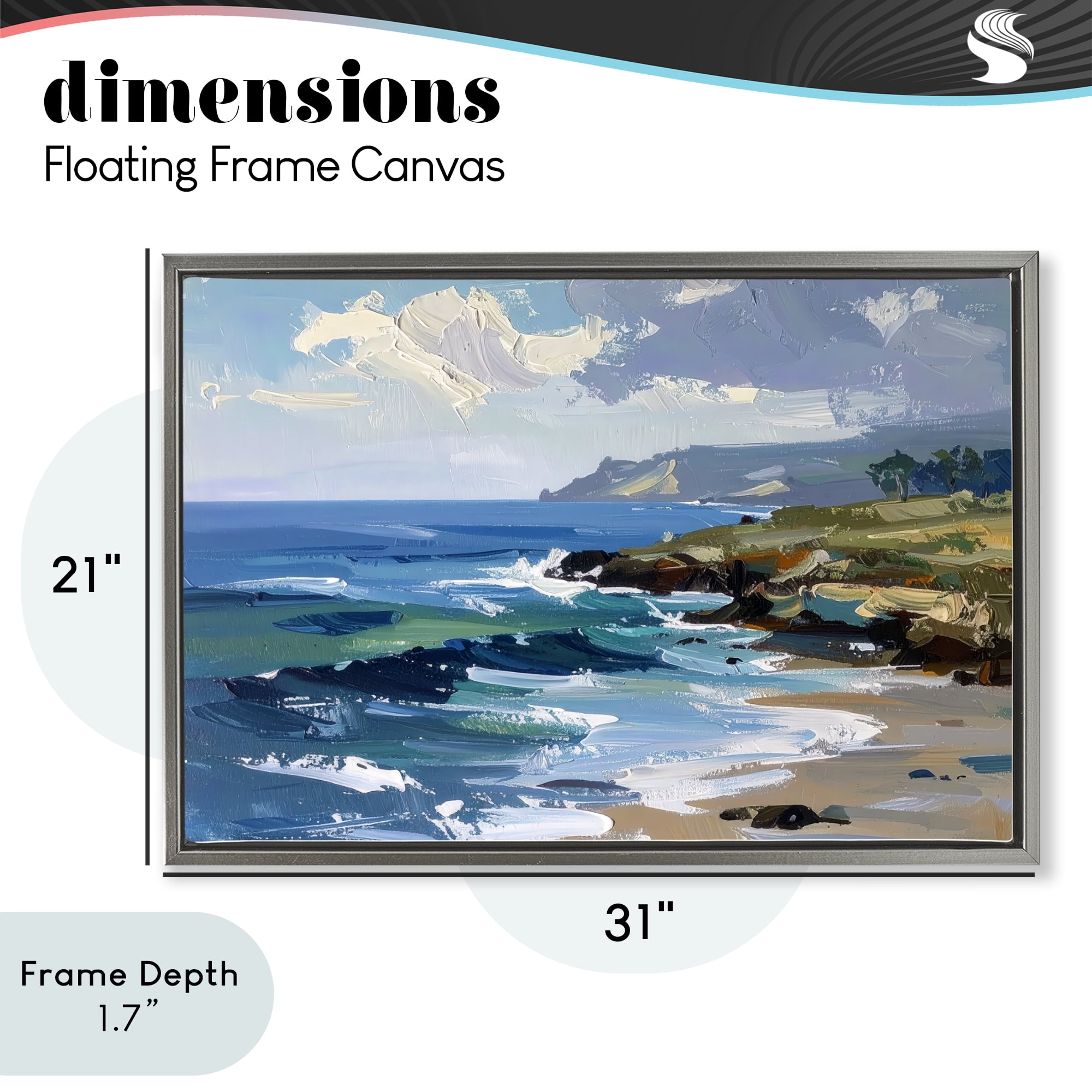 Stupell Industries Sky To Sea Impression Gray Framed Floater Canvas Wall Art, design by Alonza Saunders