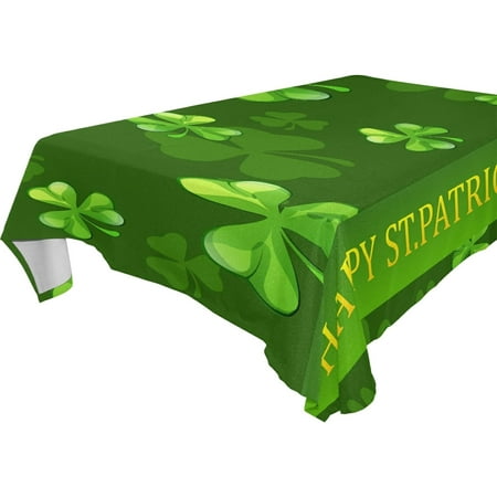 

Hidove St Patrick s Day Clover Tablecloth Waterproof Washable Polyester Square Table Cover Durable Tablecloth for Kitchen Dining Table Party Decor (60 X 90 Inch)