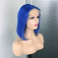 thumbnail image 3 of Colored Wigs Blue Bob Wigs Lace Front Wigs Human Hair 13x4 Lace Front Wigs Brazilian Virgin Hair Short Straight Bob Wigs 14inch, 3 of 5