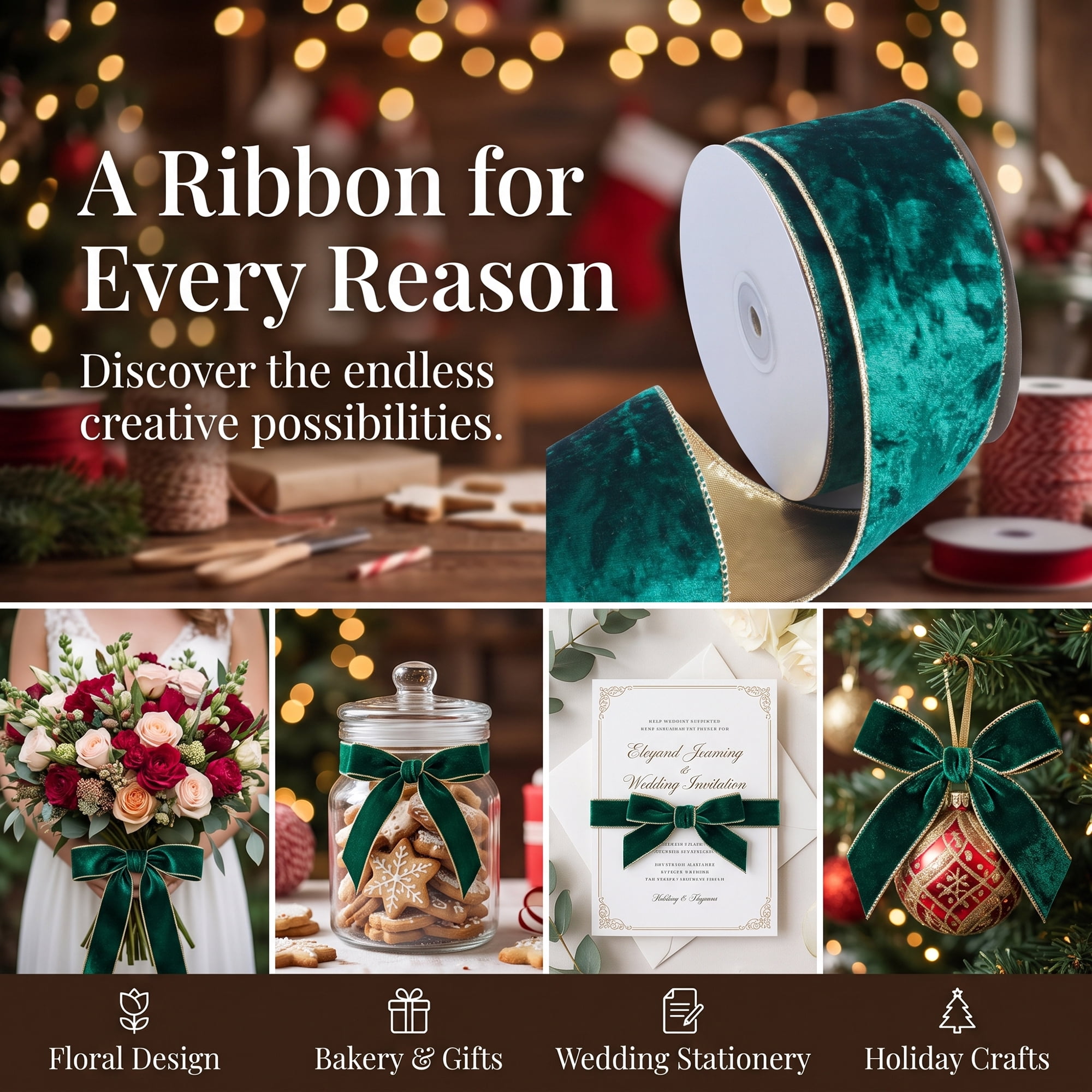 Unique Bargains Extra Wide Decorative Ribbon for Gift Decoration Use Green 9.8 Yard