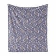 thumbnail image 1 of Paisley Soft Flannel Fleece Throw Blanket, Tribal Floral Ornamental Patterned Design with Raindrop Like Shapes Artwork, Cozy Plush for Indoor and Outdoor Use, 50" x 70", Blue and Purple, by Ambesonne, 1 of 6