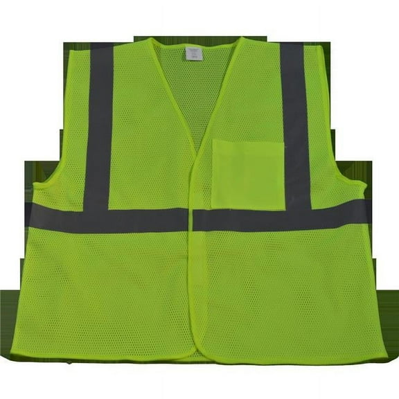 LVM2-EC-L-XL Safety Vest Economy Line Ansi Class Ii Lime Mesh, Large & Extra Large
