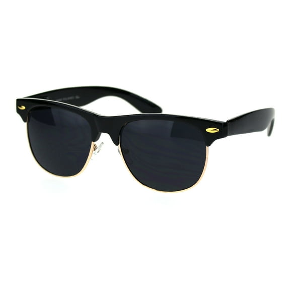 Classic Half Rim Hipster Horned Retro DJ Sunglasses