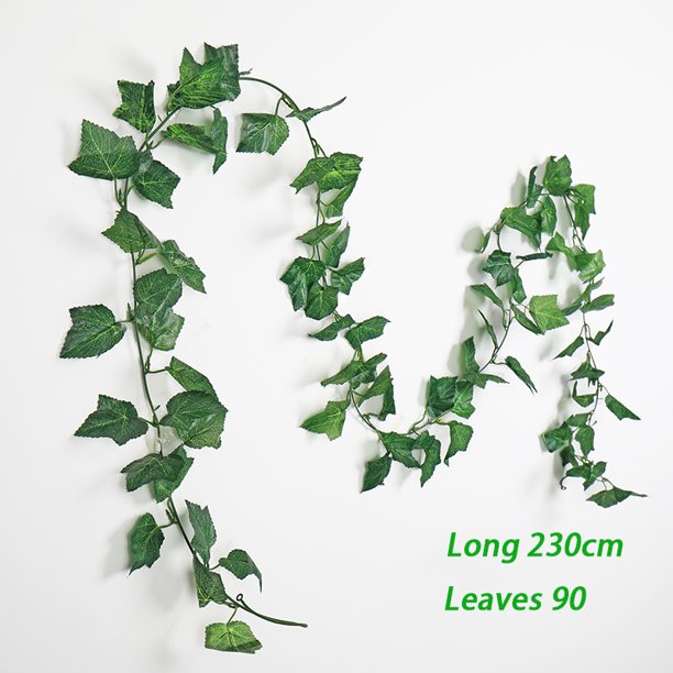 Planta artificial de 230 cm, 1 unidad, hojas de enredaderas colgantes artificiales de seda verde, hojas de enredaderas, decoración de pared verde para bodas