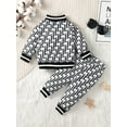 thumbnail image 3 of 12 Months Baby Boys Clothes 18 Months Boys 2PCS Fall Winter Outfits Set Letter Print Toddler Boys Long Sleeve Top Pants Set Black, 3 of 9