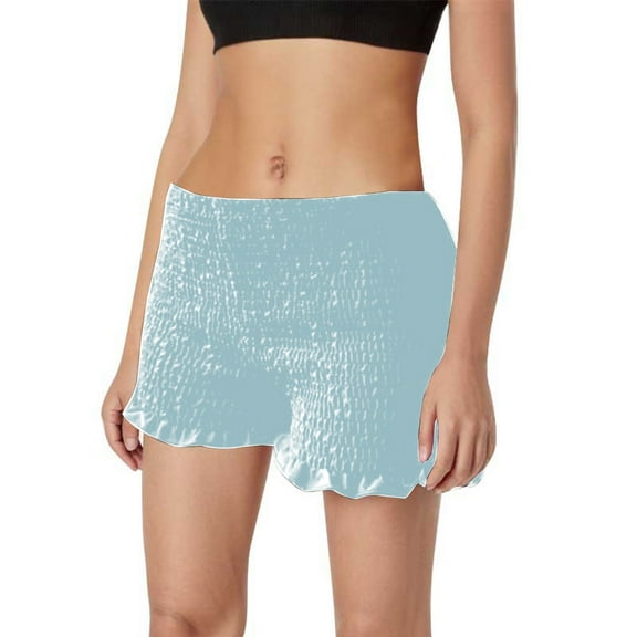 MIXUE Shorts For Women Summer Solid Color Elastic Ruffle Sexy Casual Comfortable Shorts Outwear,Blue,M