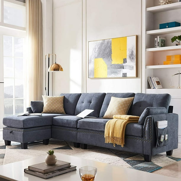 Honbay Reversible Sectional Sofa For, What Shape Coffee Table Goes Best With A Sectional Sofa