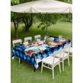 thumbnail image 3 of Outdoor Tablecloth with Umbrella Hole and Zipper, Blue Plaid Christmas Trucks Rectangle Table Cloth 54x80 Inch Waterproof Tablecloth, Xmas Tree Gifts Snowflake Picnic Table Cover for Patio Camping, 3 of 7