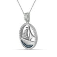 thumbnail image 4 of Silver Chain Necklace for Women – .925 Sterling Silver SailBoat Necklace with Sparkling Genuine 0.25 CTW Blue & White Diamonds – Chic, Sterling Silver Statement Necklace Gifts by JewelersClub, 4 of 5