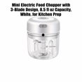 thumbnail image 3 of Mini Electric Chopper with 3-Blade Design, 8.5 Fl Oz Capacity, White, for Kitchen Prep, 3 of 3