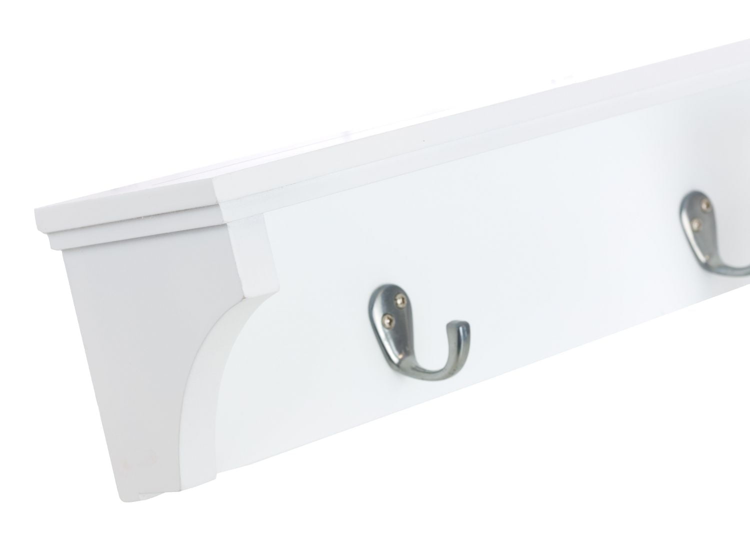 kieragrace Finley Wall Shelf with 3 Metal Hooks - White, 24" by 5.25"