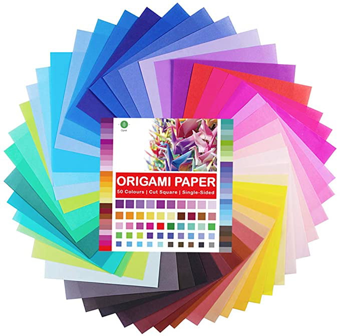 Pllieay 100 FEUILLES 15 X 15 cm 50 Couleurs Vives Origami Paper for Arts and Crafts 