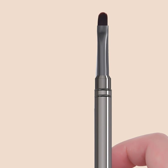 Hytrove 2Pcs Dark Grey Aluminum Round Nail Detail Brushes for Gel Nail Art