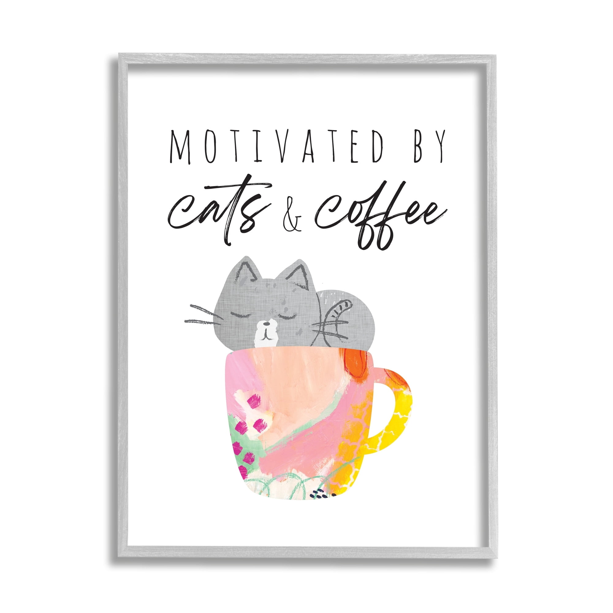 Stupell Industries Motivated by Cats and Coffee Phrase Patterned Mug, 11 x 14, Design by Jennifer McCully