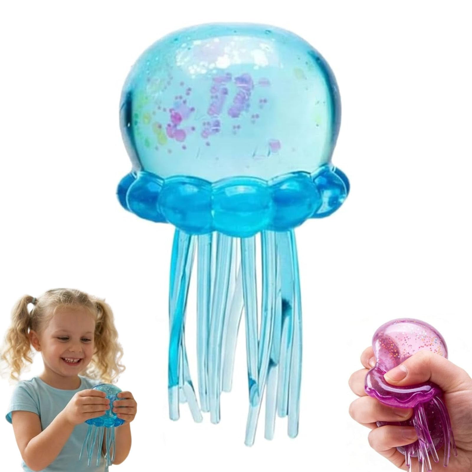 2026 New Jellyfish Design Squeeze Stress Ball - Fidget Stress Ball,Ice Squeeze Cube-Drop Malt Sugar Balls Sensory for Anxiety Stress Easter Party Favors (Mix)