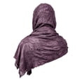 thumbnail image 3 of Larp Warrior Costume Prop, Distressed Medieval Hooded Shawl Accessory Kit, Crinkled Renaissance Cosplay Head Wrap With Viking Pin Leather Belt for Halloween Larp Warrior Costume, Dark Purple One Size, 3 of 3