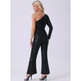 thumbnail image 3 of DARING DIVA Women's Sequin One Shoulder Wide Leg Party Jumpsuit L Black, 3 of 6