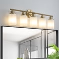 thumbnail image 6 of Jopath 31" Modern 5-Light Vanity Wall Sconce, Golden Finish with Frosted Glass Shades for Bathroom, Bedroom, Dressing Room or Hallway Lighting (No Bulbs), 6 of 8