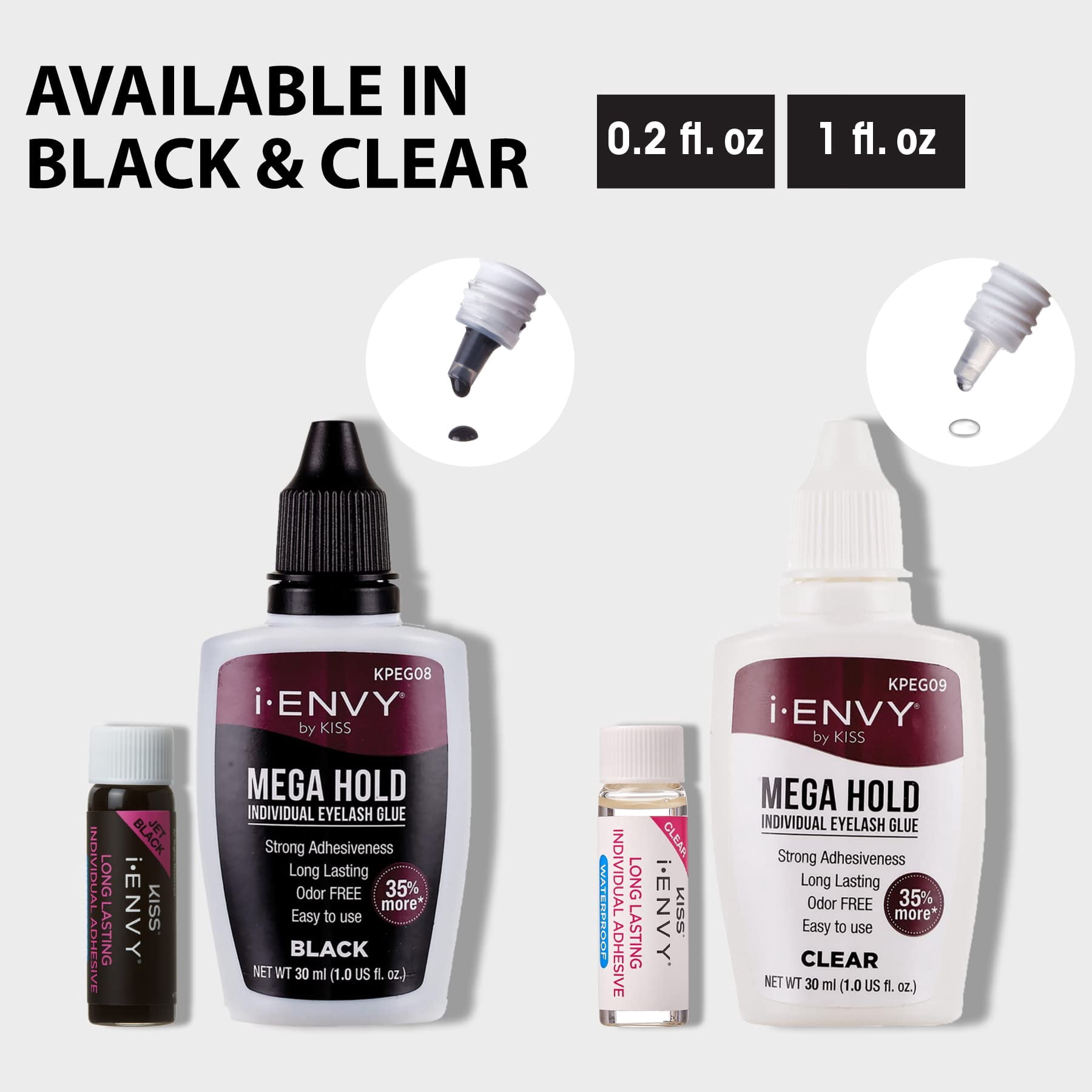 i.ENVY Semi-Permanent Lash Glue Adhesive for Individual Cluster Lashes & Lash Extension, Waterproof Strong Hold, Long-Lasting Up to 2 Weeks