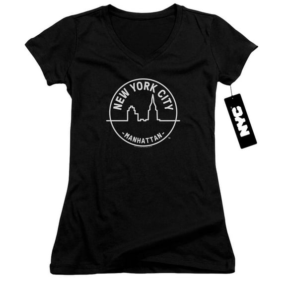 New York City See Nyc Manhattan Junior Women's V-Neck T-Shirt Black