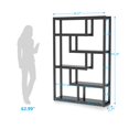 thumbnail image 3 of Demi Bonn 6 Tier Bookshelf, Wood and Metal Bookcase Storage Organizer, 69" Tall Display Standing Staggered Shelf Unit for Bedroom, Living Room, Black, 3 of 4