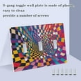 thumbnail image 3 of Yayeee Toggle Light Switch Wall Plate 2-Gang 4.56"x4.48" Decorative Outlet Cover, Colorful Wavy Plaid, 3 of 7