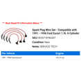 thumbnail image 2 of Spark Plug Wire Set - Compatible with 1991 - 1996 Ford Escort 1.9L 4-Cylinder 1992 1993 1994 1995, 2 of 2