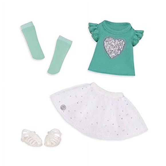 Glitter Girls GG50101Z Sparkling with Style Glittery Top and Skirt Regular Outfit 14 Doll Top & Skirt, Green White