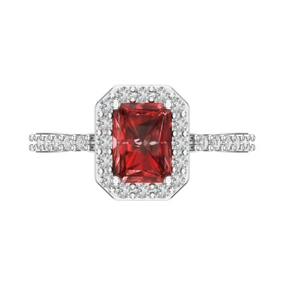 Solitaire with Accents Engagement Ring for Women - 1.92ct Natural Garnet in 14K White Gold Promise Ring
