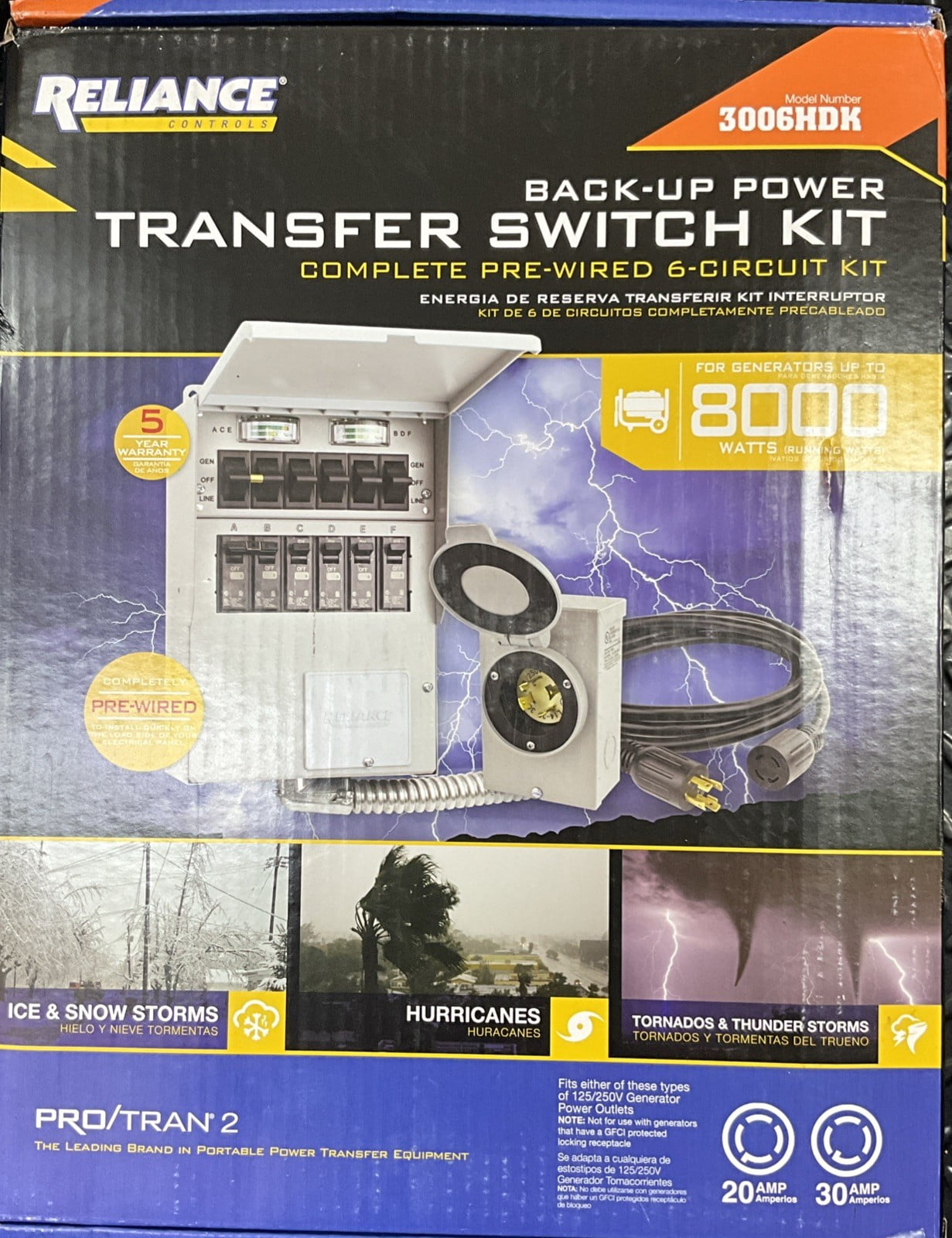 50 Amp Transfer Switch Kit with Multiple 50A, 30A, 20A, 15A Circuit