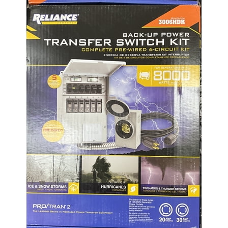 Reliance Controls Backup Power Transfer Switch Kit 3006HDK - NEW