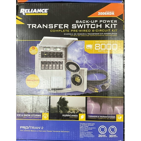 Reliance Controls Backup Power Transfer Switch Kit 3006HDK - NEW