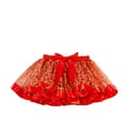 thumbnail image 4 of Christmas Tulle Skirts Toddler Girls Tie Elastic Waist Printed Puffy Ruffle Tutu Skirt Bow Girl's Festival Outfits, Red, L, 4 of 7