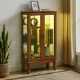 thumbnail image 5 of Lighted Curio Cabinet With Adjustable Shelves Mirrored Back Oak 3 Tier, 5 of 9